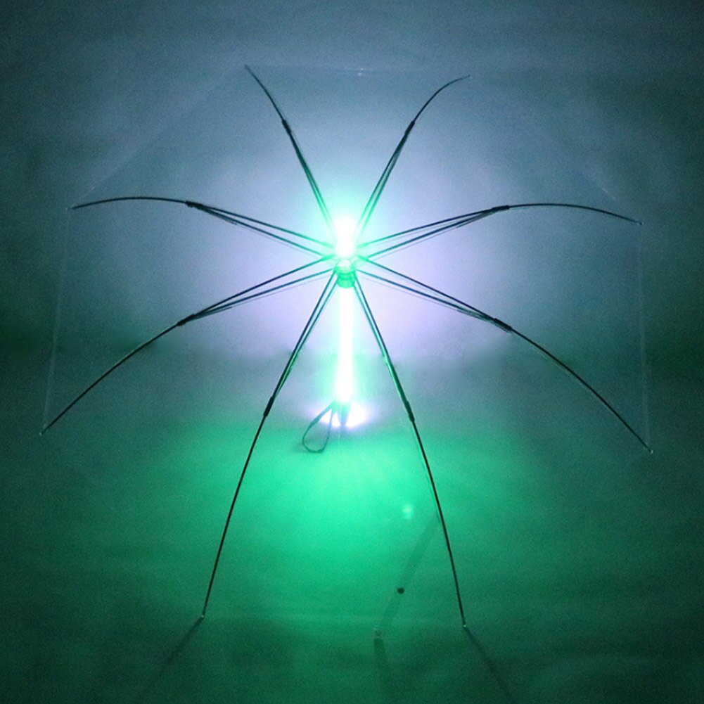 Kunststoff verrotten Wandern Regen transparent LED Regenschirm Männer Frauen blinken Auf Nacht Licht Halfter Rolle Wasserdicht Winddicht Regenschirme