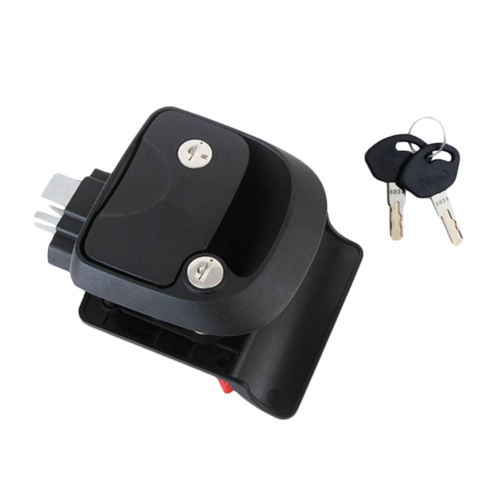 Camper Trailer RV Entry Door Caravan Lock Latch Handle Knob Deadbolt-Black Fit for Door Thickness 30-40mm
