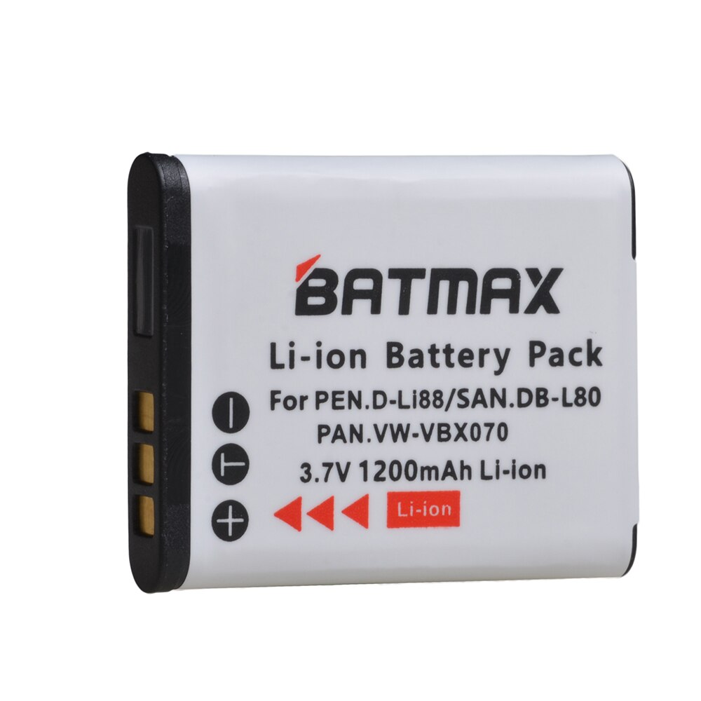 1Pc 1200mAh D-Li88 DLI88 DB-L80 VW-VBX070 Li-ion Battery for Pentax Optio H90 P70 P80 W90 WS80 Cameras Sanyo Xacti DMX-CG11 VP