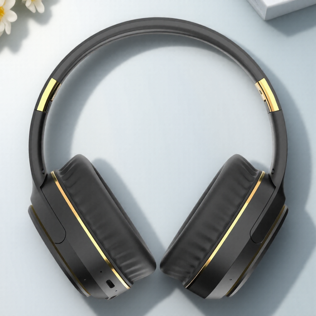 Auriculares Bluetooth supraaurales plegables inalámbricos Luz de respiración Opción con cable Juegos de PC Música: Negro
