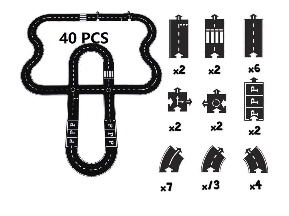 Diy Kids Puzzels Track Spelen Speelgoed Set Pvc Splicing Path Road Auto Puzzel Games Baby Tapijt Play Mat Educatief Leren speelgoed: A013-40pcs set