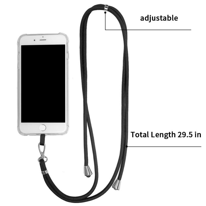 Universele Mobiele Telefoon Siliconen Case Shell Patch Lanyard Afneembare Verstelbare Nylon Hals Lanyard Pols Touw Veiligheid Anti-Verloren