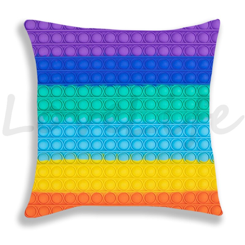 Pop Het Afdrukken Kussensloop Regenboog Kleur Leuke Kussenhoezen Sofa Stoel Bed Kussensloop Huis Decoratieve Kussensloop 45Cm * 45Cm: 13