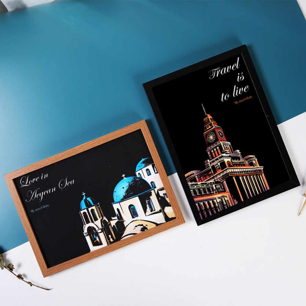 1Set 4pcs Scraping Painting Diy Scratch Art Paper Painting Paper Scraping Suit Children Hand Painted Tabletop Ornament Souvenir