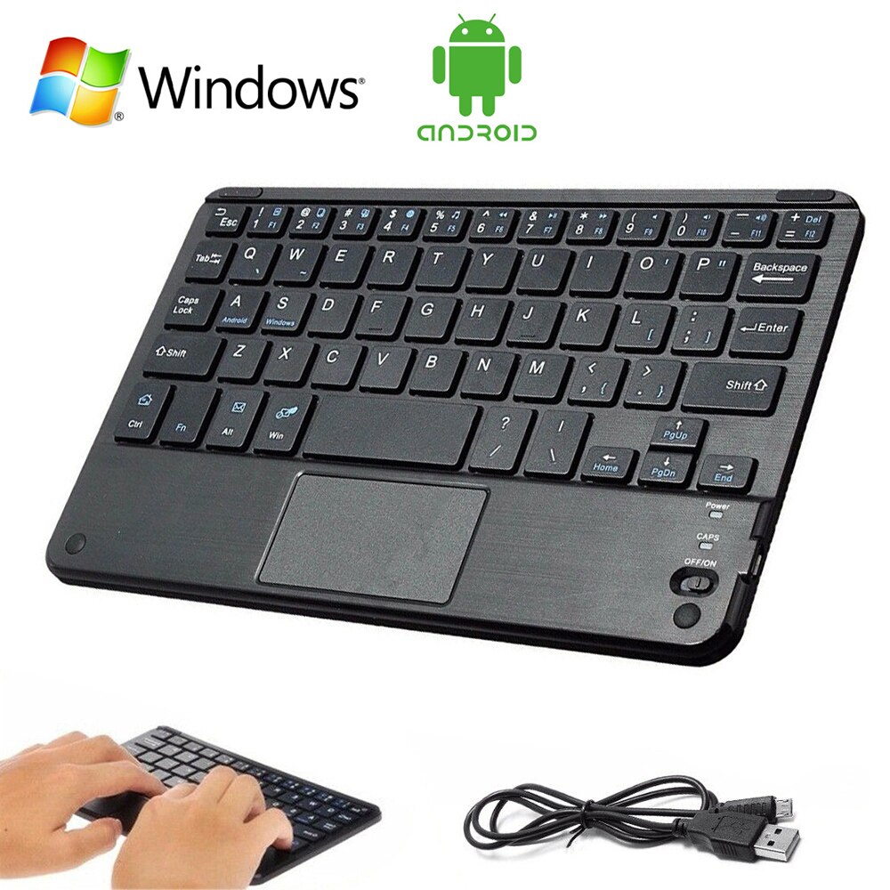 10- zoll-universal-mini-bluetooth-tastatur für ipad und smartphone, wiederaufladbare kabellose tastatur mit touchboard für ios, android und windows
