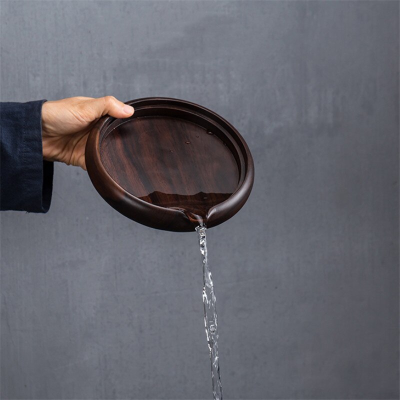 Bandejas de madera maciza de ébano para ceremonia del té, aislamiento térmico, taza de té hecha a mano creativa, soportes de drenaje, herramientas de casa de té,
