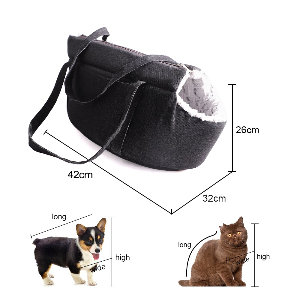 Mochila para transportar gatos, bolsa clássica de ombro para carregar cachorro pequeno: Black