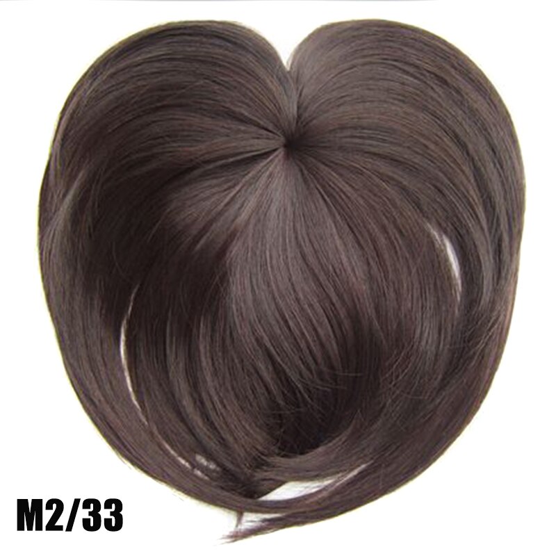 Silky Clip-Op Haar Topper Pruik Hittebestendige Vezel Haarverlenging Voor Vrouwen Nette Front Fringe Haarstukje Natuurlijke Zachte synthetische: m2 33