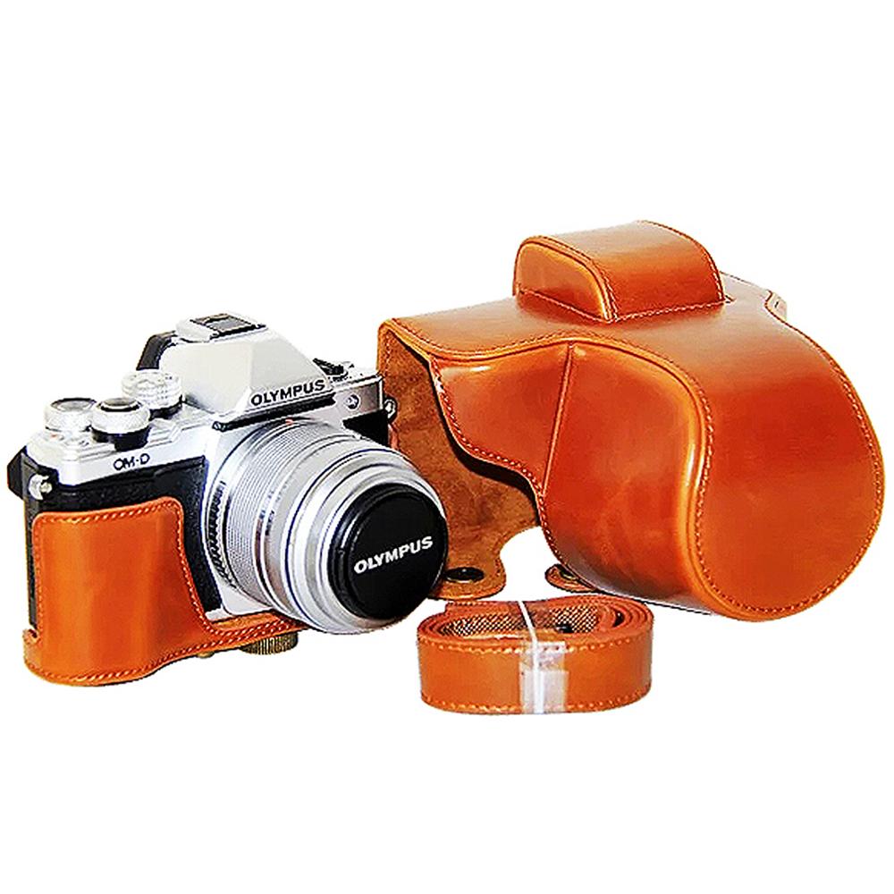 Étui en cuir Pu demi-coque de protection pour Olympus OMD EM10 III E-M10 Mark III EM10 MK3 avec objectif 14-42 II mm