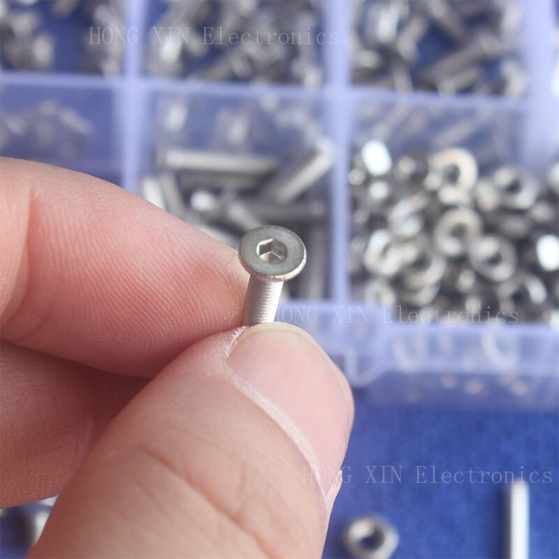280 Pcs Rosca Métrica M3 countersunk Head falt Variedade set kit Hardware Prendedor de Parafuso parafusos de Aço Inoxidável Hex parafuso Nozes