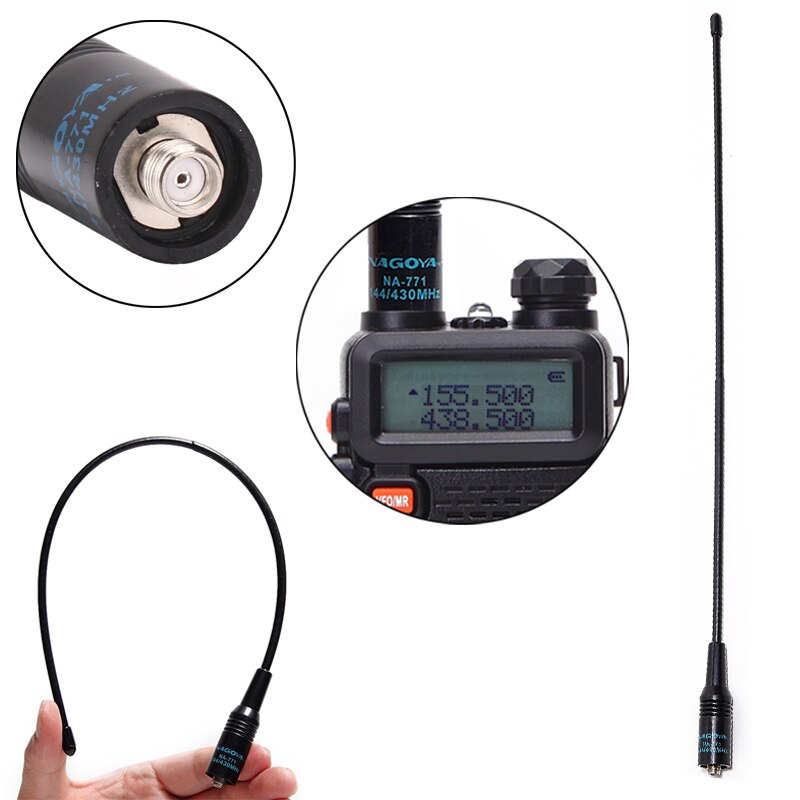 ABBREE AR-771 SMA-Female Dual Band 10W Antenna for Baofeng UHF VHF 144/430Mhz High-gain Antenna For Baofeng UV-5R UV-82 BF-888S