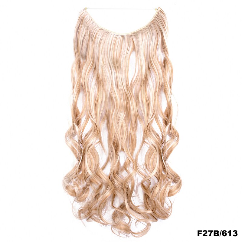 Similler-extensiones de cabello sintético para mujer, hilo Invisible de 24 pulgadas, sin Clips, rizado largo, línea de pescado secreta, 100g
