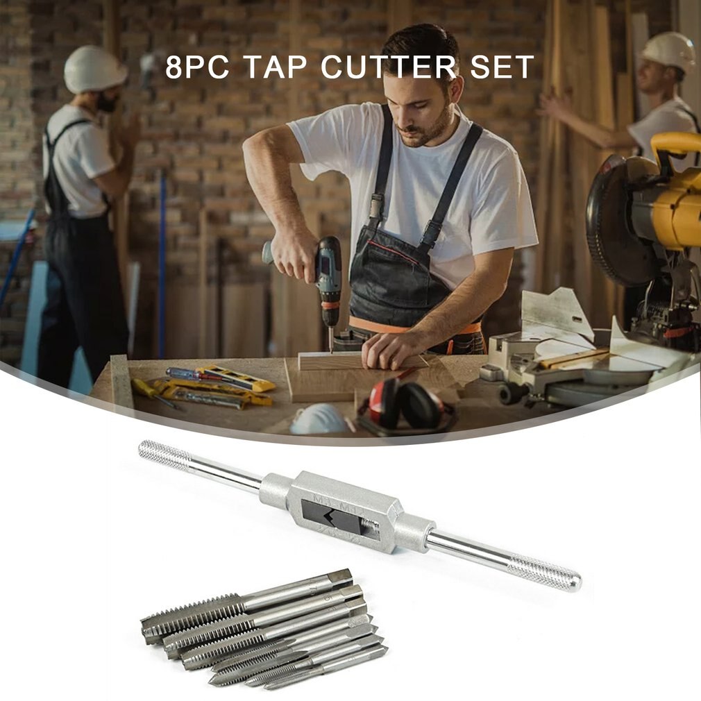 8pcs Round Die Hand Tap Metric Fine Thread Dies Taps Suit Hand Metric Wrench Set Wrench Hand Twist Tap Set