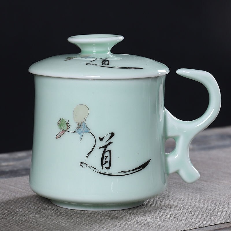 Ceramic Tea Cup with Lid Filter Tea Office Mug Jingdezhen Tea Set Celadon Cup Water Cup Teacup Mark Cup Drinkware: 10