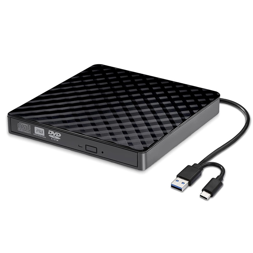 2 in 1 USB3.0 Type C Ultra-thin CD Drive DVD RW Portable Burner Optical Drive Burner Reader Player for Laptop Desktop Computer: Default Title