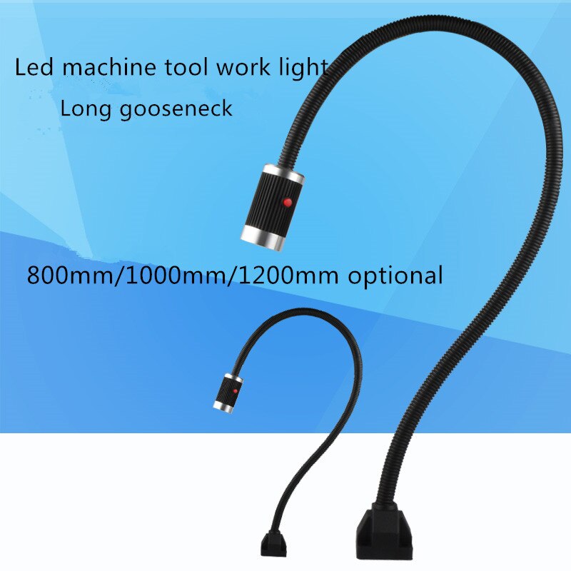 Led maskine arbejdslampe med 80cm/100cm/120cm lang svanehals 220v 9w led belysningsværktøj til industriel maskine cnc drejebænk værksted