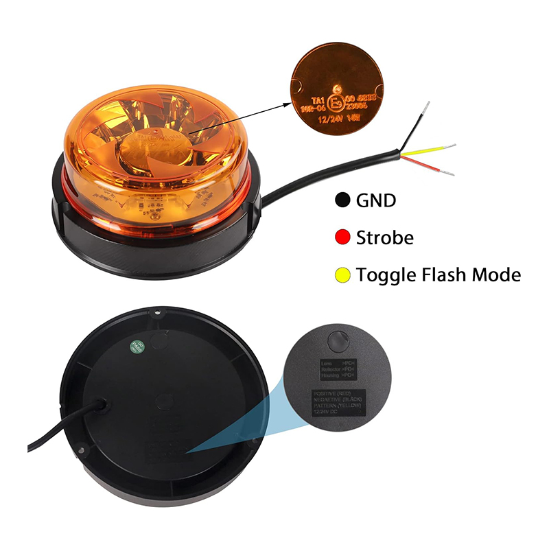 Yuanjoy 12/24 V LED-Blitzleuchte, magnetische Notfall-Sicherheitswarnleuchten für Anhänger, gelbe Verkehrsanzeigeleuchten