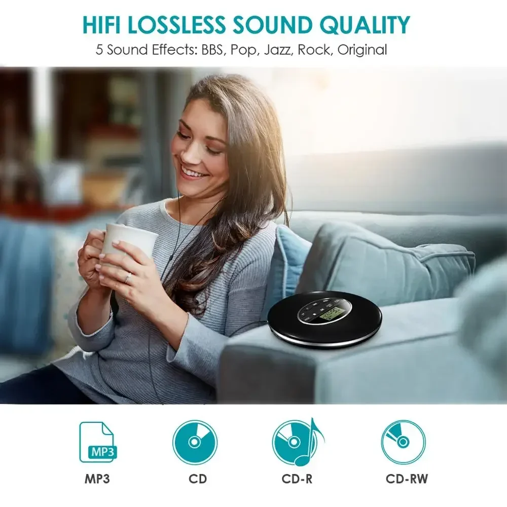 Portable with LCD Display Walkman CD Player for Adults Students Kids Personal Compact Disc CD Player radio with cd player