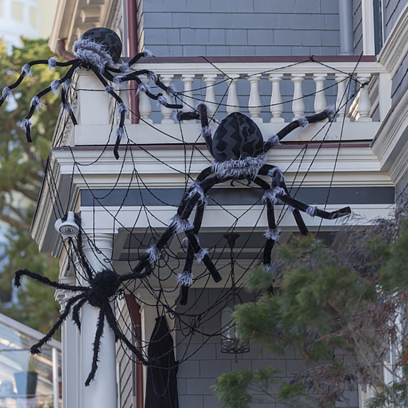 Telaraña de araña de Halloween blanca y negra de 150/250cm, telaraña elástica gigante para decoración de Bar en casa, Casa Encantada, accesorios de Terror para de Halloween