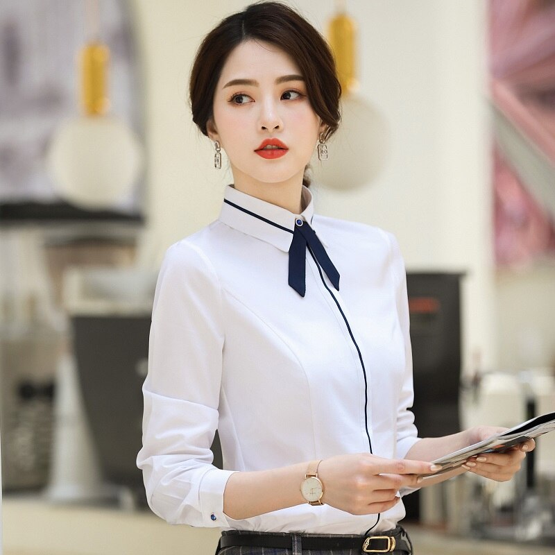 Women shirt Slim autumn Long sleeve OL Formal Business Blouses & Shirts Woman6213