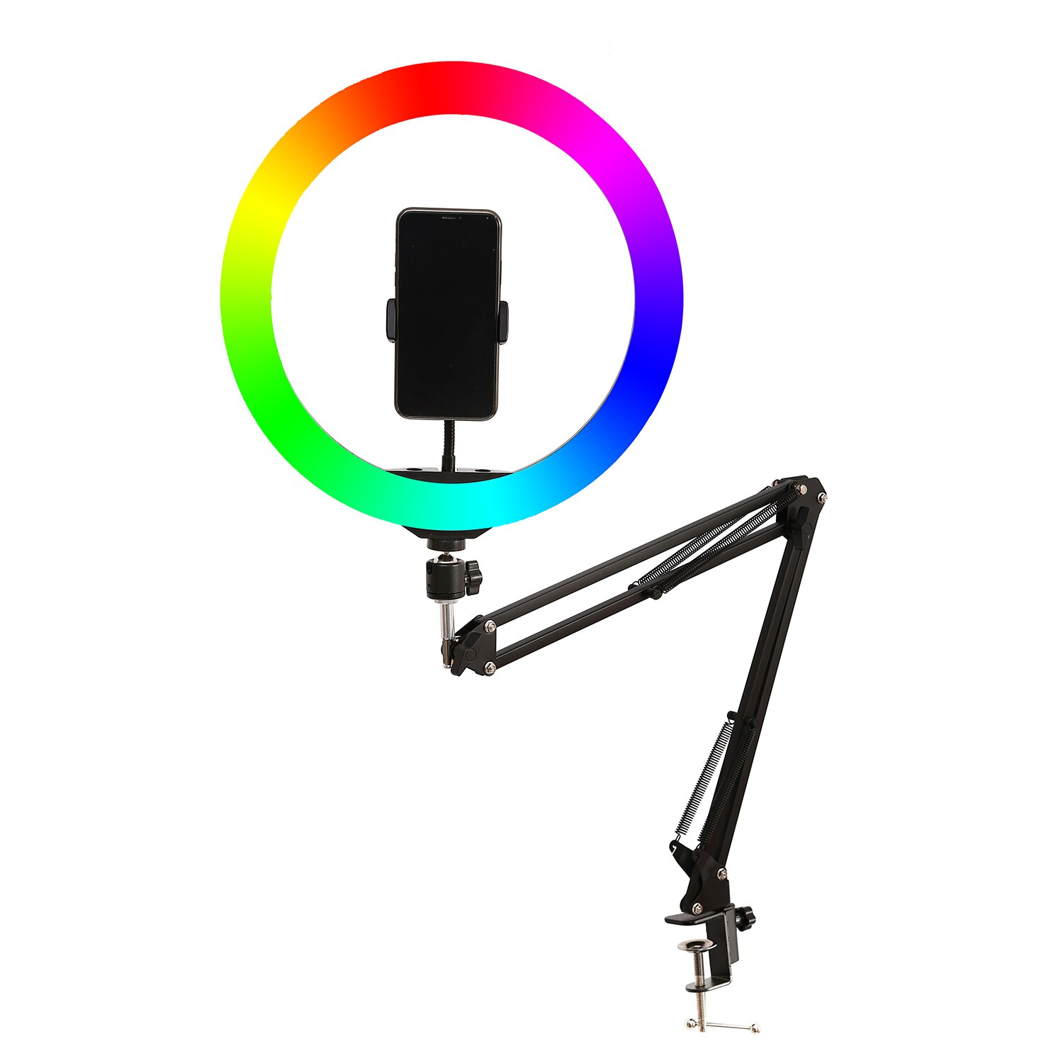 Fotografering selfie lys 26cm 33cm ring rgb lampe med lang arm desktop tablet til telefon video live overhead skydning manicure