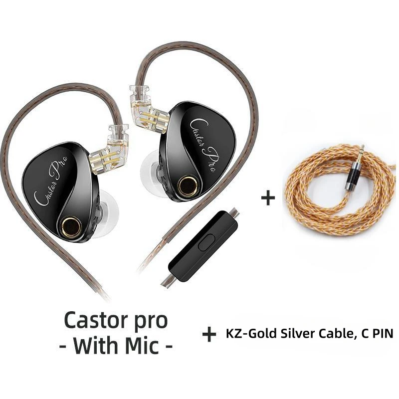 KZ Castor PRO Bekabelde oortelefoon Dynamische stuurprogramma's Hoogwaardige afstembare oortelefoon Hfi-geluidskwaliteit Bass-headsets IEM Gaming-headset: Khaki