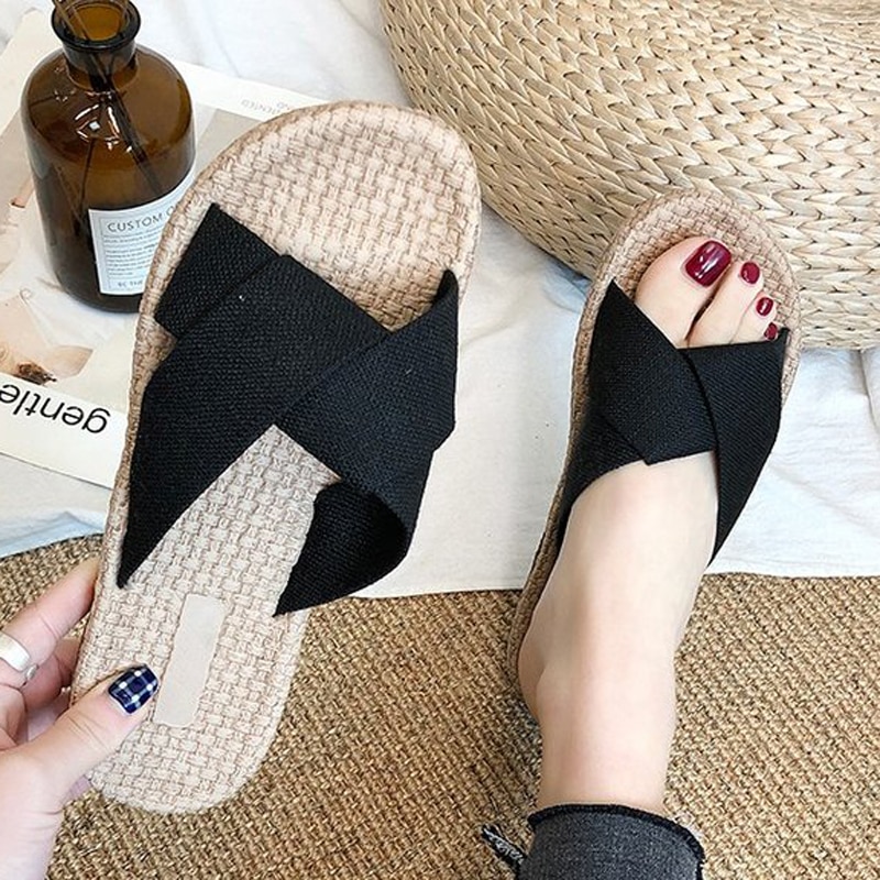 Sommartofflor dam strandtofflor skor boho havsflip flops sandaler tofflor casual halkfria glidskor