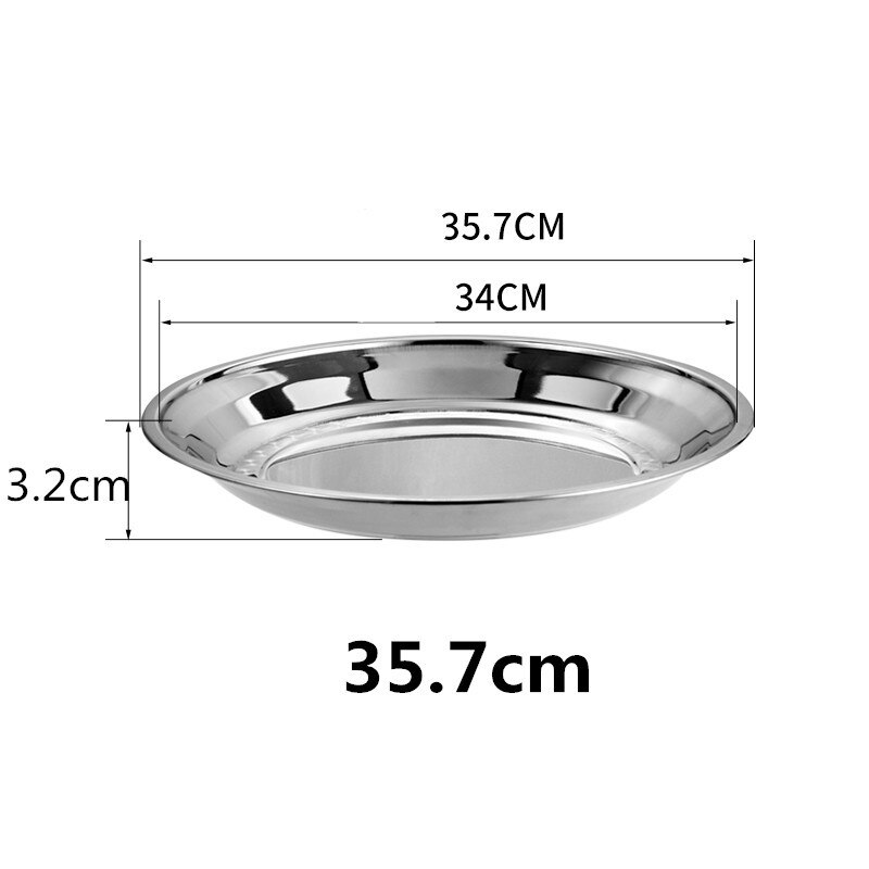 Dicke Edelstahl Platte runde Große Rabatt Flachen Boden Flache schale extra Große Fisch Kopf fruite fleisch Platte Restaurant Hotel: 35.7cm