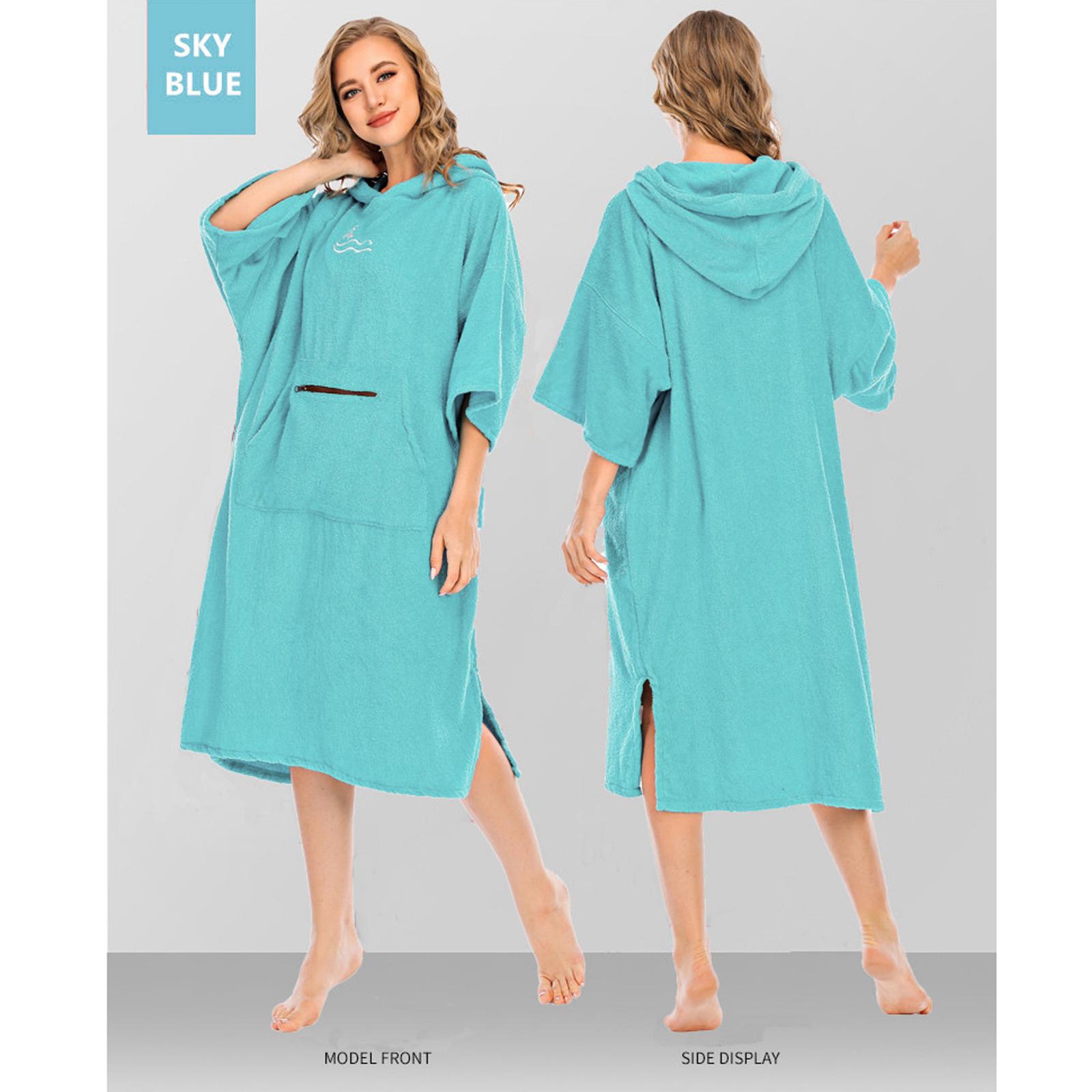 Cotton Changing Robe Hooded Poncho Beach Surfing Swimming Drying Change Towel Water Sports Wetsuit for Women Men