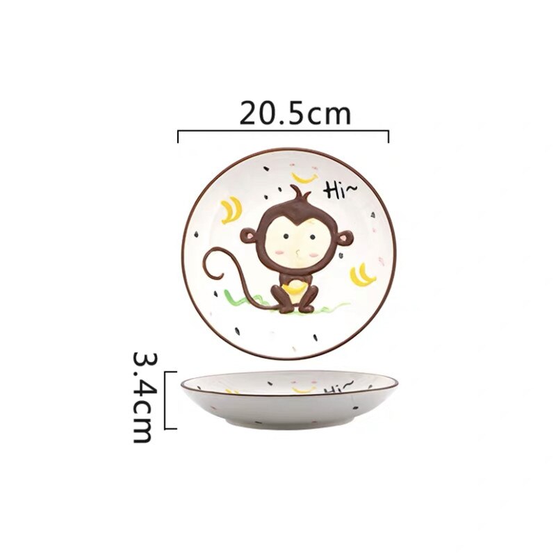 Nordic Ceramic Animal Dinner Plate Children's Rice Bowl Cute Home Baby Tableware Cartoon Dessert Dishes Breakfast Plate: S