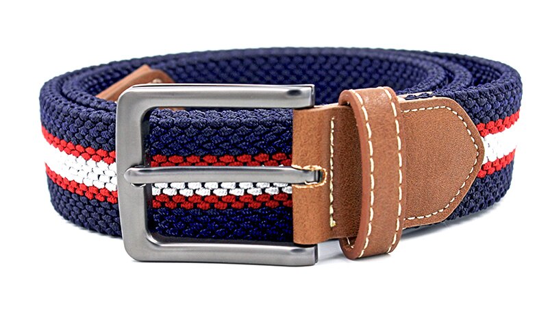 Geflochtene gewebte Elastische strecken Gürtel 1-3/8 ''Breite Heiße Verkäufe Elastischen Gürtel Mit Mann Stil Von der Fabrik Direkt verkäufe Geben: NavyRedWhite / 100cm