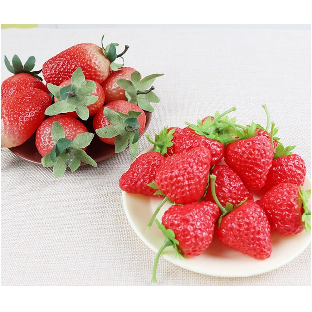 10 stück Künstliche Erdbeeren Obst Realistische Kunststoff Erdbeere für Fotografie Stütze Korb Anzeige Hause Hochzeit Dekor