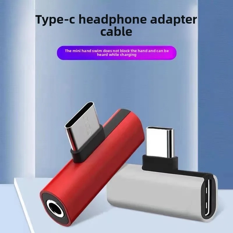 2 in1 typ c-adaptrar 3.5mm hörlursuttag samtidig laddning och lyssnande dubbla portar universell telefon kompatibel med bärbar dator