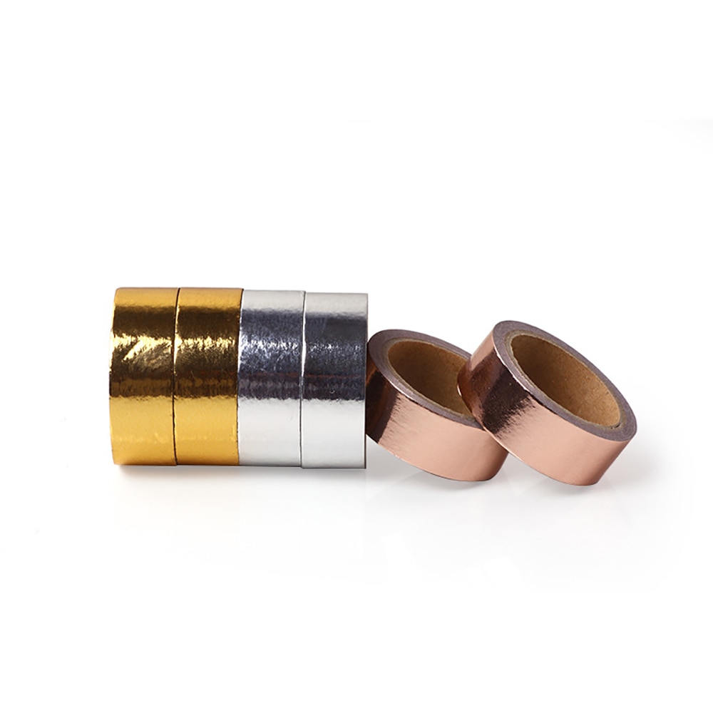 1PC Metallic Washi Tape Gold Silver Washi Masking Tape Collection DIY Scrapbooking Journaling Arts Crafts Tapes School Supplies