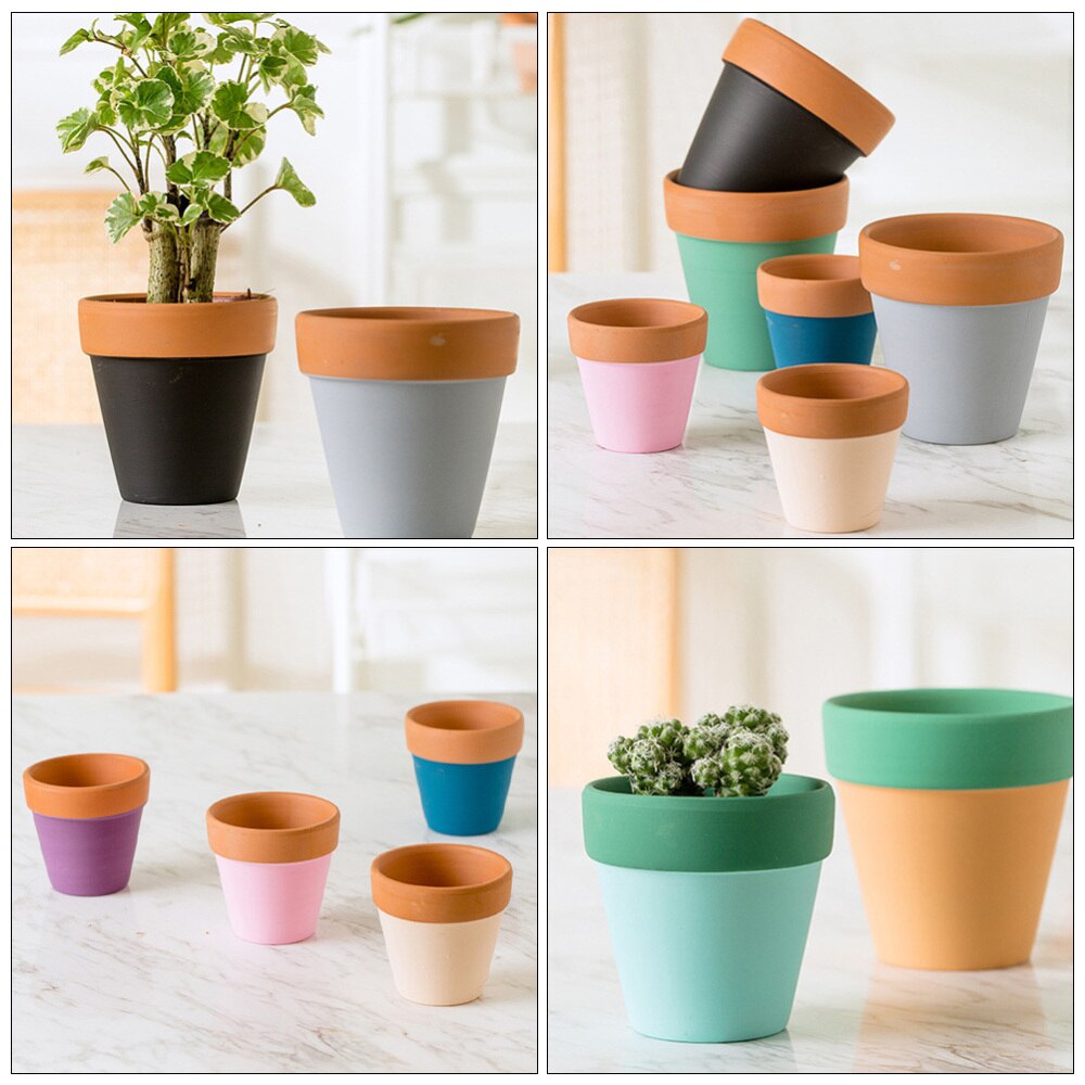 10 Pcs Colorful Flowerpots Indoor Plant Pots Ceramic Gardening Planters