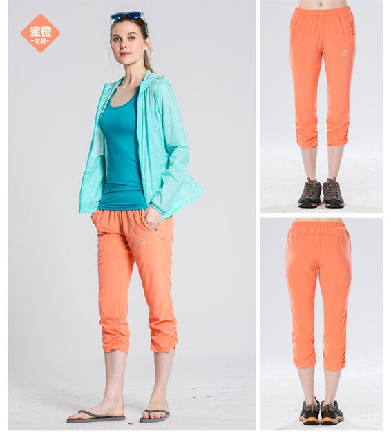 Tectop frauen draussen Knöchel länge kurze Hose weibliche dünne Wasserdichte Weibliche Klettern Angeln Schnell trocknend Breathables Hohe Elastische: Orange / S