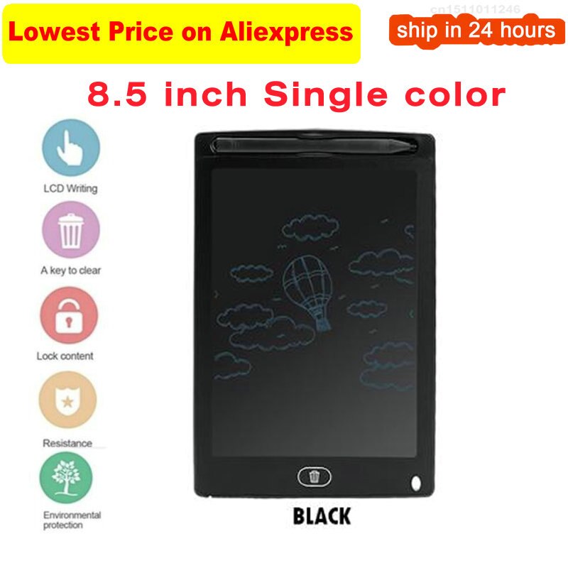 8.5Inch Electronic Drawing Board LCD Screen Writing Tablet Digital Graphic Drawing Tablets Electronic Handwriting Pad Board+Pen: Single color black