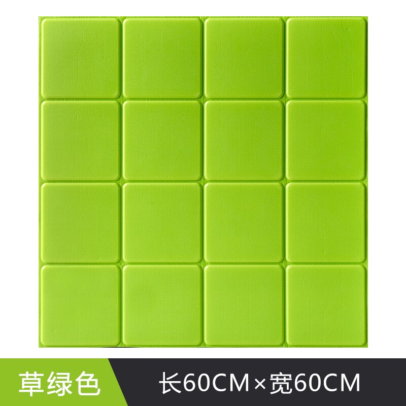 3d three-dimensional wall stickers living room bedroom self-adhesive wallpaper background wall waterproof decoration renovation: Light Green