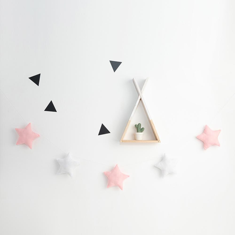 Decoração de berço do jardim de infância, para o quarto, cores listradas, estrelas, para pendurar na cama, fotografia, brinquedos de pendurar na parede: Pink