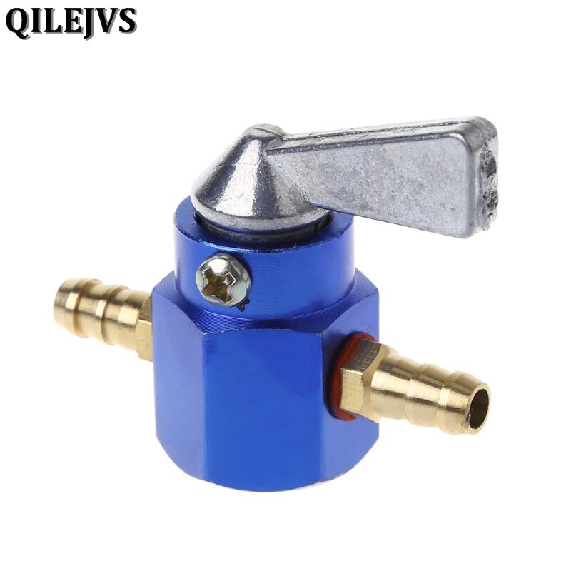 Qilejvs universele 6mm in-line benzinekraan / brandstofkraan motorfiets aan-uit benzinekraan brandstofschakelaar: Blauw