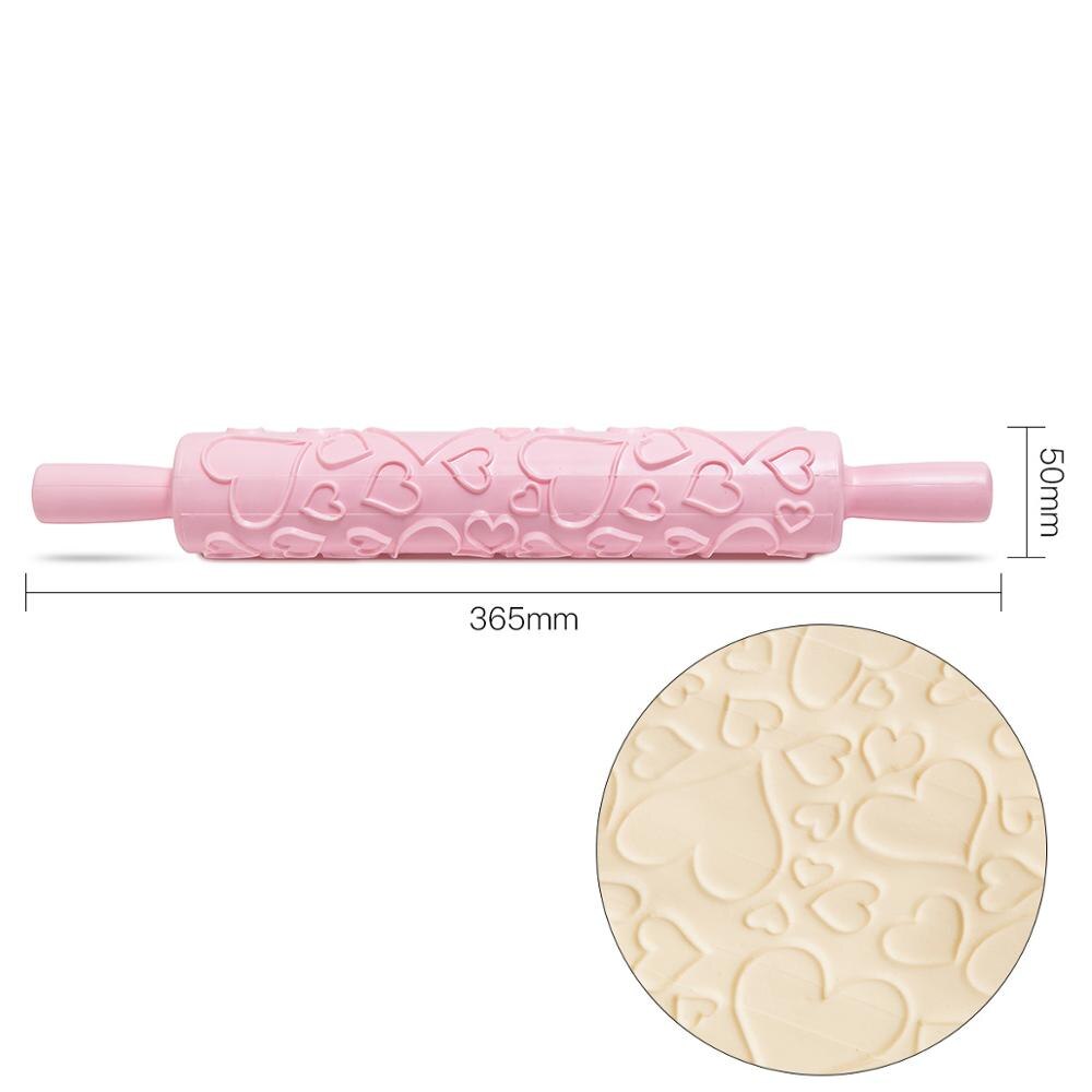 Pastic Non-stick Fondant Rolling Pin Embossing Cake Deeg Roller Decorating Cake Roller Ambachten DIY Bakken Keuken Gereedschap: 3