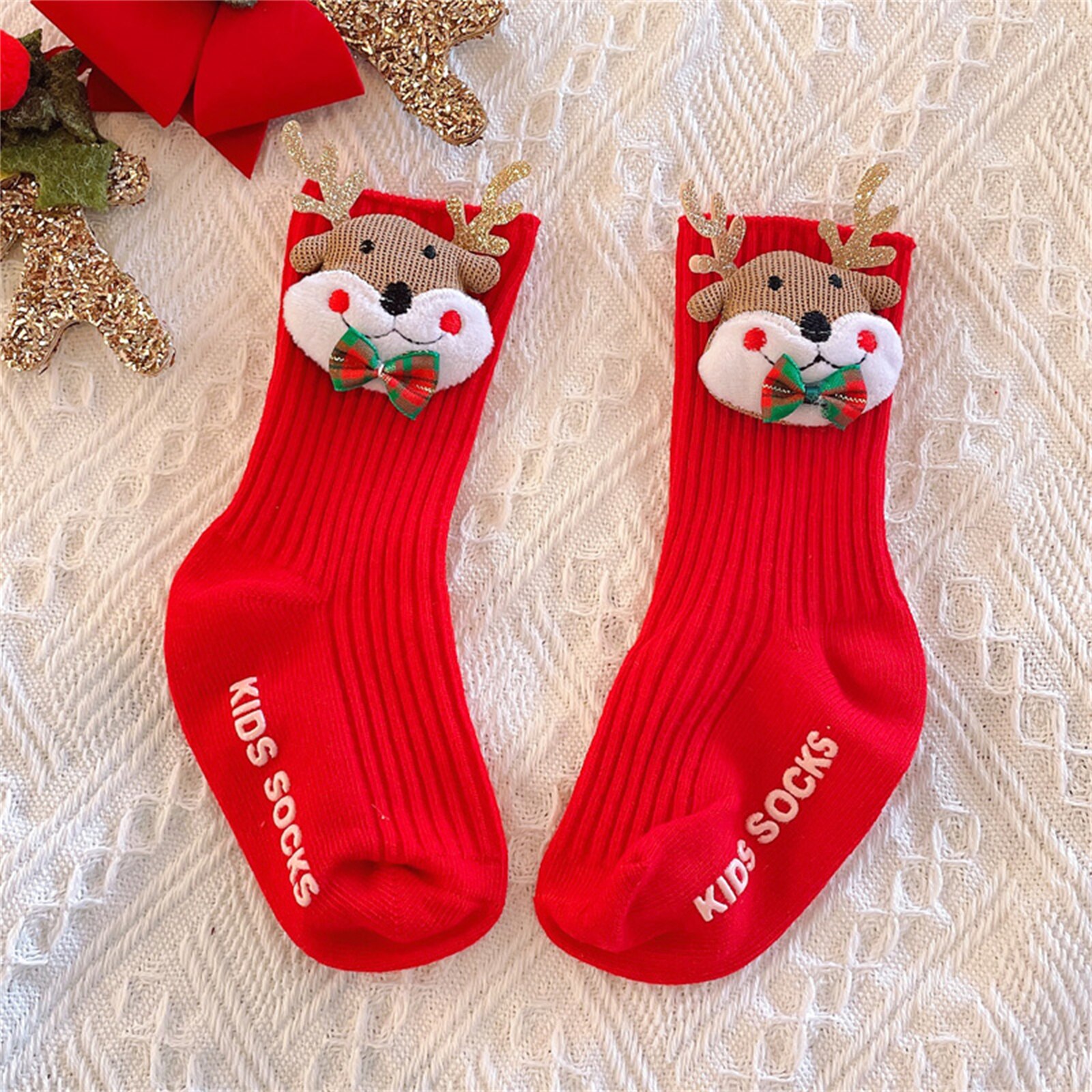 1 Paar Winter Baby Katoenen Sokken Kids Meisjes Jongens 3D Cartoon Sneeuwvlok Elanden Kerstman Kerst Beer Goedkope Stuff kleding