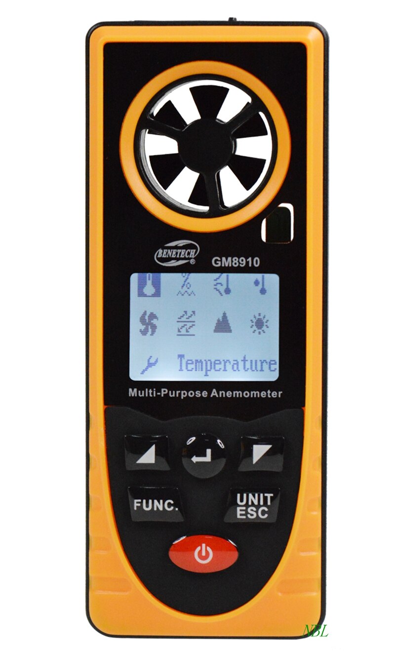 Digital LCD Multi-Purpose Anemometer Temperature Humidity Measure Atmospheric Illumination Barometric Pressure Intensity Meter