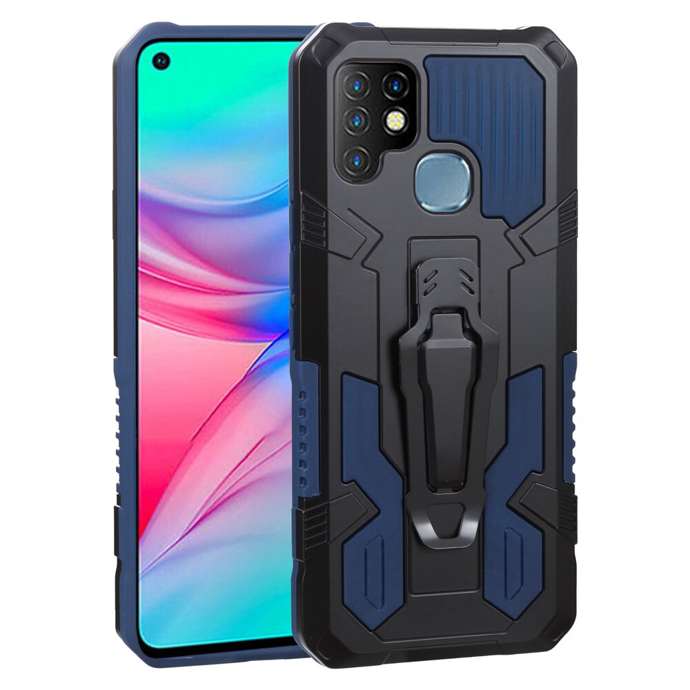Infinix 10S Shockproof Armor Case for Infinix 10S 11 S Stand Back Clip Stand Cover for Infinix Note 10 Pro Samrt 6 5: Cotton / Navy Blue