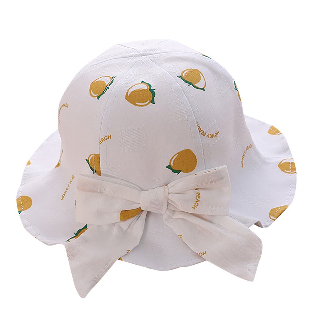 Sombrero de verano con lazo de fruta para niños, gorra de pescador con lazo, protector solar, plegable, para playa, 45