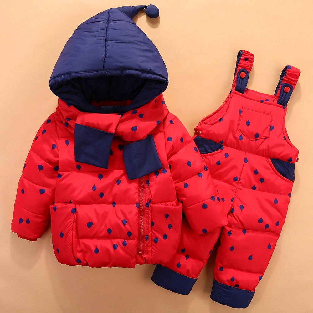 Winter Kinderen Eend Donsjack Voor Jongens Meisjes Kids Kleding Set Rompertjes + Jas Kleding Dikke Winter Kleding Voor 2-3-4 Jr: Rood / 3T