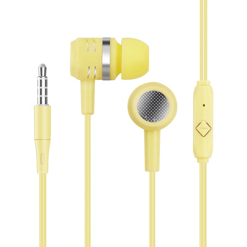In-ear Earphone Wired Headset with Mic 3.5mm Jack Aux Wired Headphone for Cell Phone MP3 MP4: YELLOW