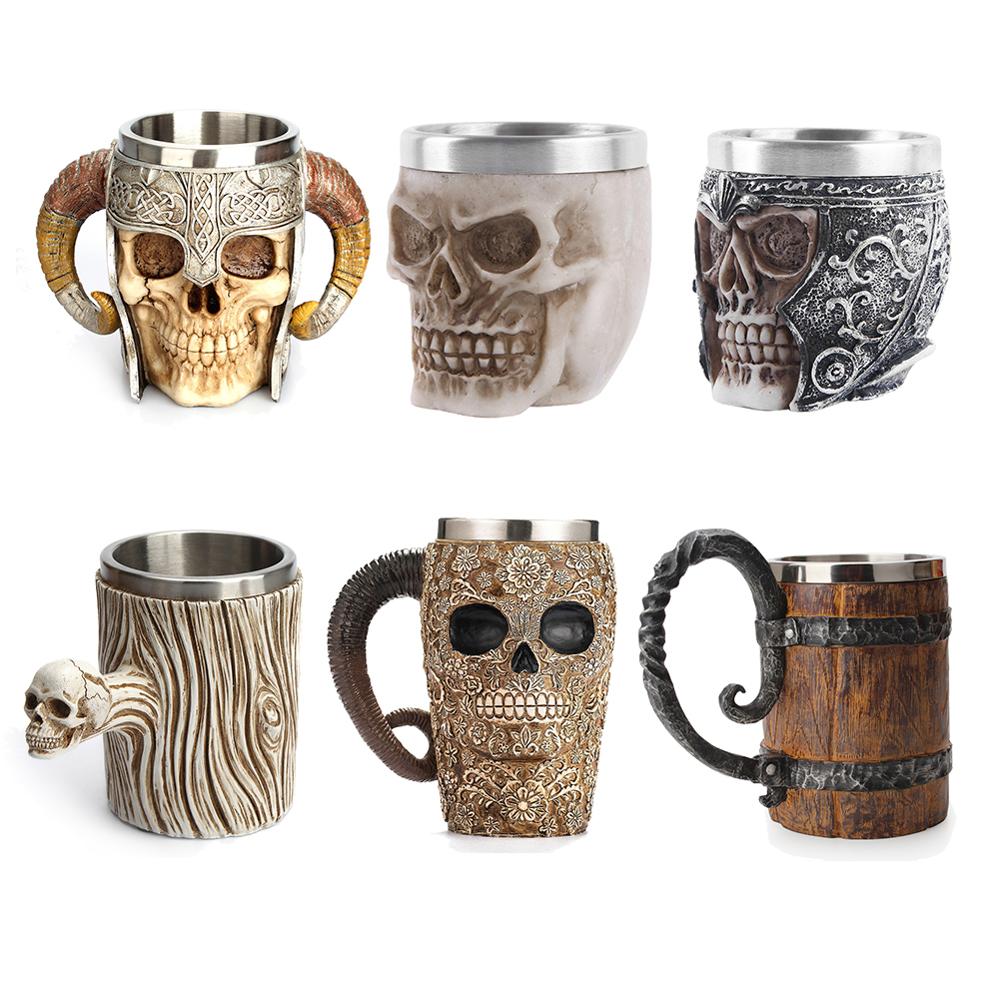 Rvs 3D Drinkbeker Hars Schedel Mok Bier Thee Kopjes Bar Drinkware Skelet Halloween Decoratie