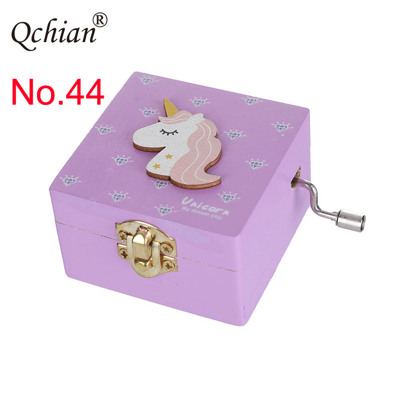 Houten Eenhoorn Muziekdoos Hand-Ed Meisjes Sieraden Musical Box Toygame Doos Speciale Souvenir Voor Baby Kind Baby meisje: K-jinshu-40-44