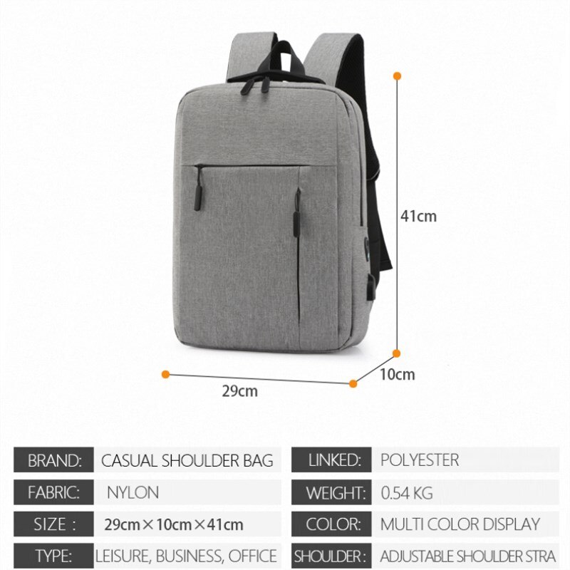 Sac à dos avec chargeur USB pour homme, sacoche à bandoulière de styliste, grande capacité, Simple, à la